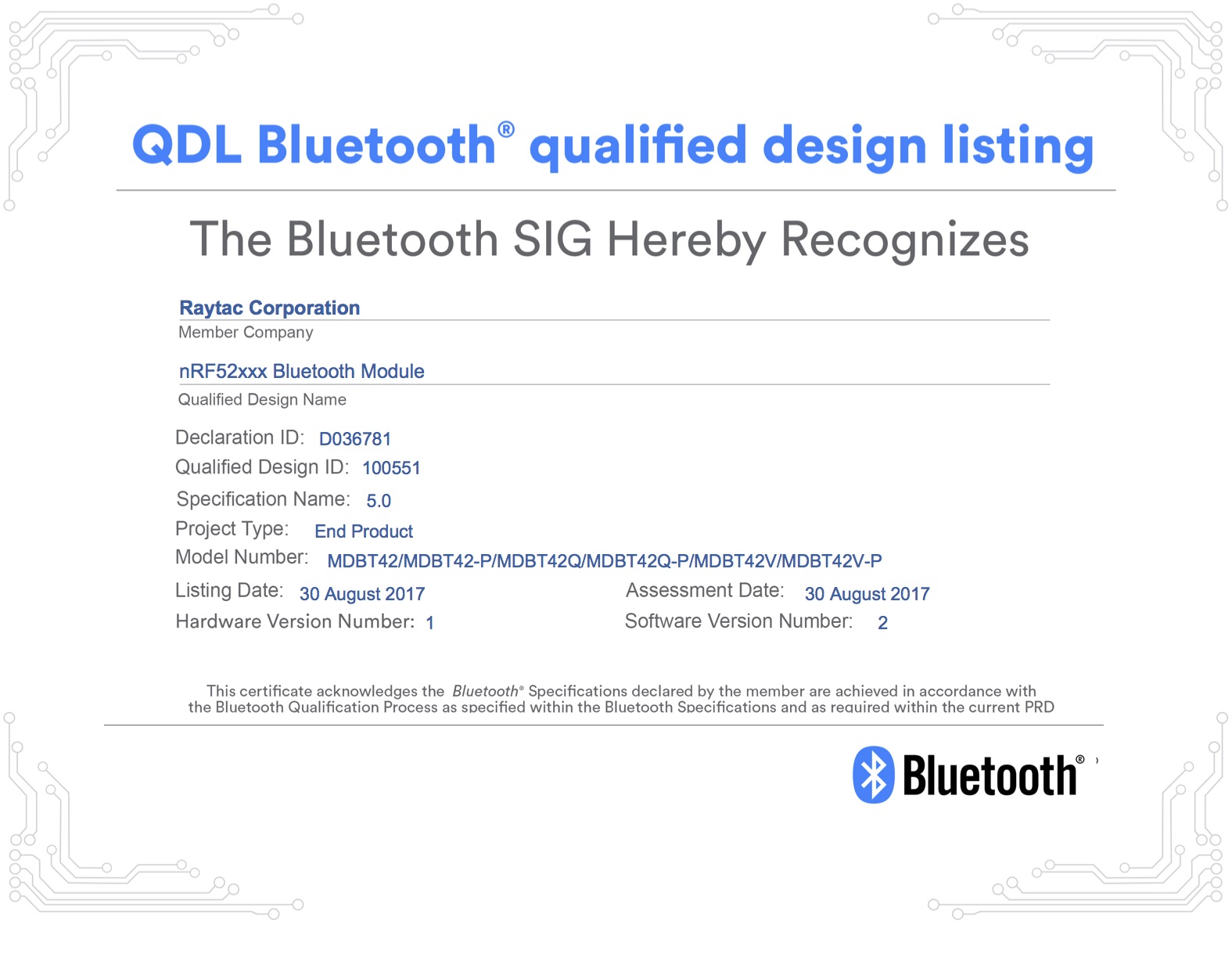 BT5 Certificate-D036781