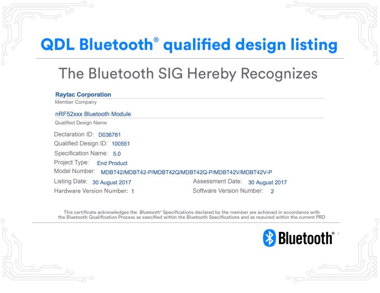 BT5 Certificate-D036781