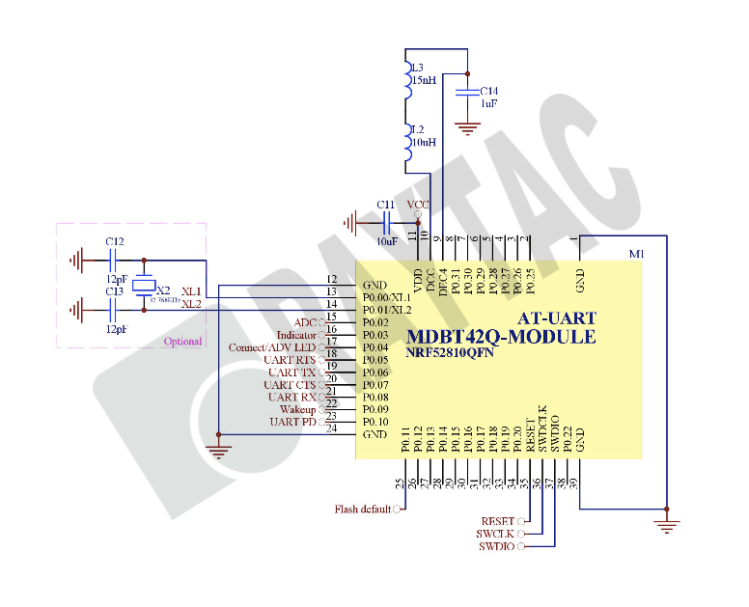 nRF52810 AT Command Module Circuit