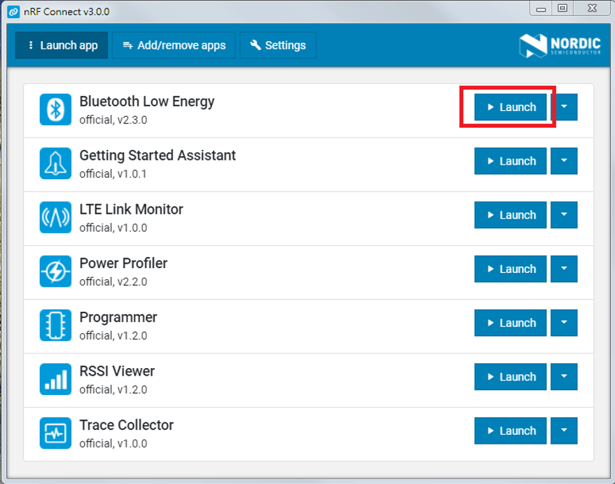 nRF Connect for Bluetooth Low Energy